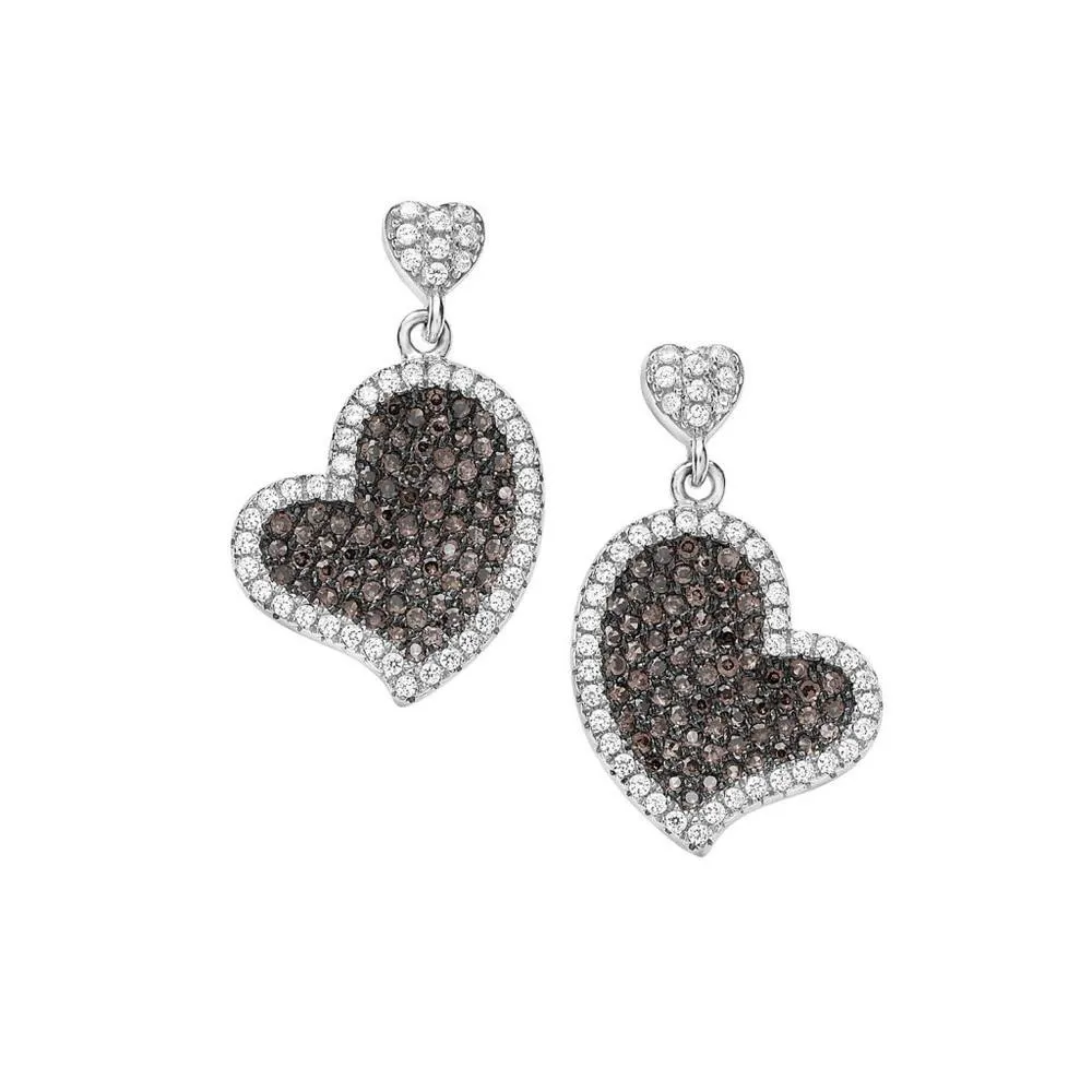 Orecchini Ambrosia Cuore Argento e Zirconi AAO 029