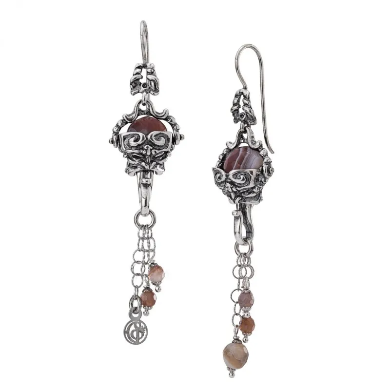 orecchini con pendenti donna Gerardo Sacco Mito maschere 28027SCR argento 925 con agata