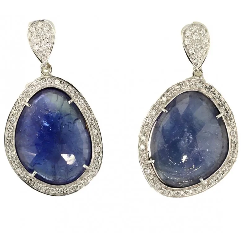 orecchini con pendenti donna Gioielli Lavinia lav002216 in oro 750 bianco con tanzanite e diamanti