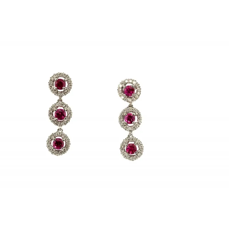 orecchini con pendenti donna Recarlo zs256-brub in oro 750 bianco con rubini e diamanti