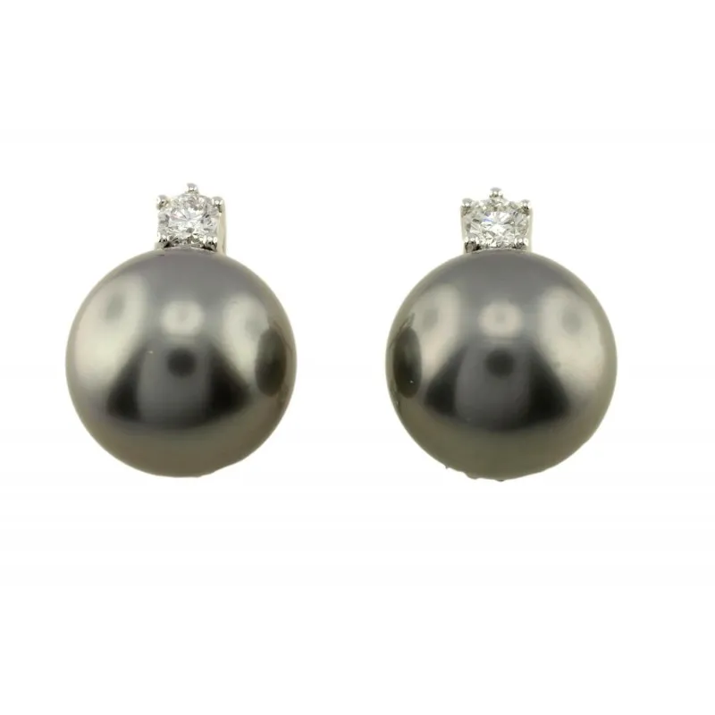 orecchini con perle donna Gioielli Lavinia lav002485 in oro 750 bianco con perle Tahiti e diamanti