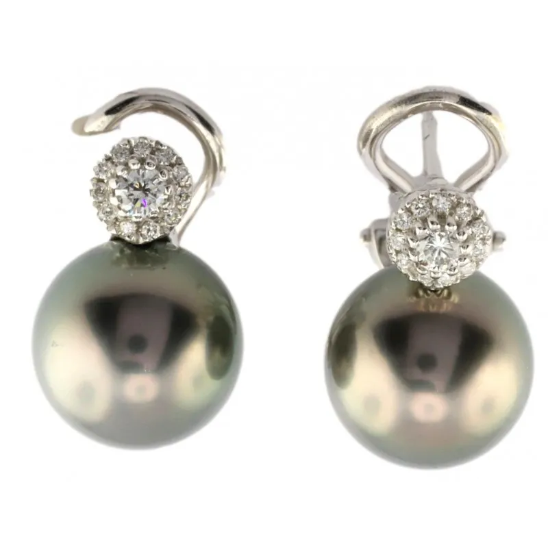 orecchini con perle donna Gioielli Lavinia lav002486 in oro 750 bianco con perle Tahiti e diamanti