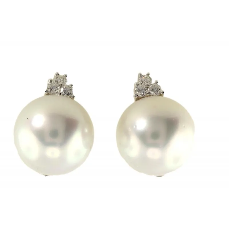 orecchini con perle donna Gioielli Lavinia lav002487 in oro 750 bianco con perle Australiane e diamanti