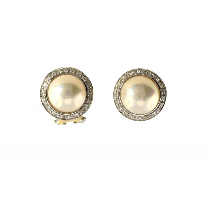 orecchini con perle donna Gioielli Lavinia lav002492 in oro 750 bianco con perle mabè e diamanti