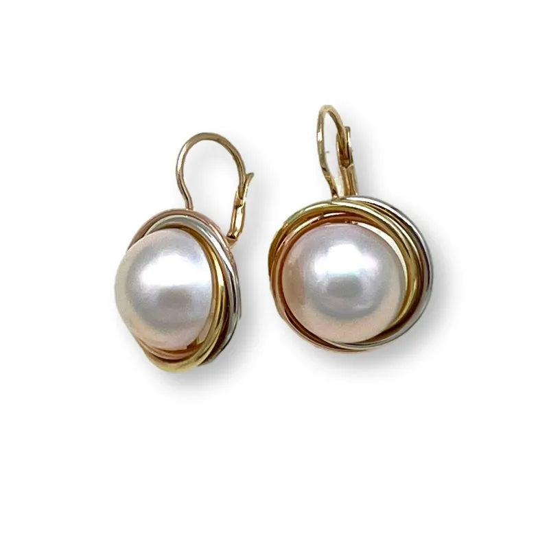 orecchini con perle donna Gioielli Lavinia lav002497 in oro 750 giallo e bianco con perle mabe