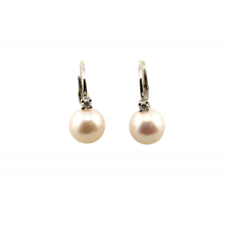 orecchini con perle donna Giorgio Visconti bb36995g in oro 750 bianco con perla akoya e diamanti