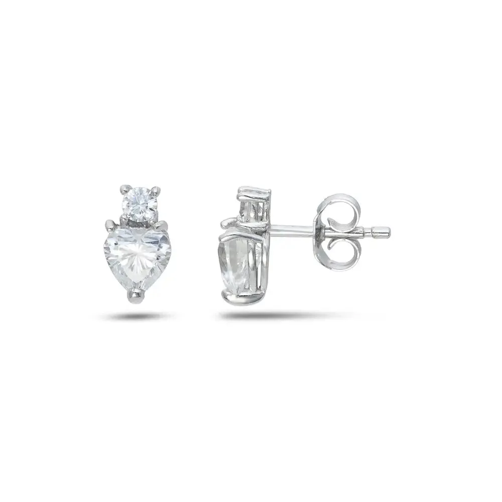 Orecchini Cuore Zirconi Oro Bianco AMBROSIA AOZ 531