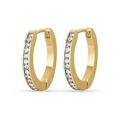 Orecchini a cerchio in acciaio dorato donna gioielli Luca Barra ok1239