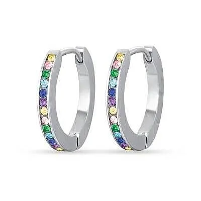 Orecchini donna gioielli Luca Barra ok1240 in acciaio con cristalli colorati