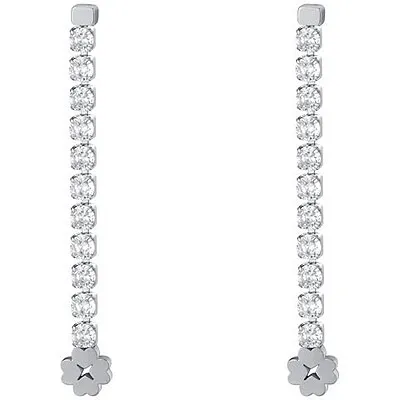 Orecchini donna pendenti con zirconi bianchi e fiore gioielli Luca Barra ok1285