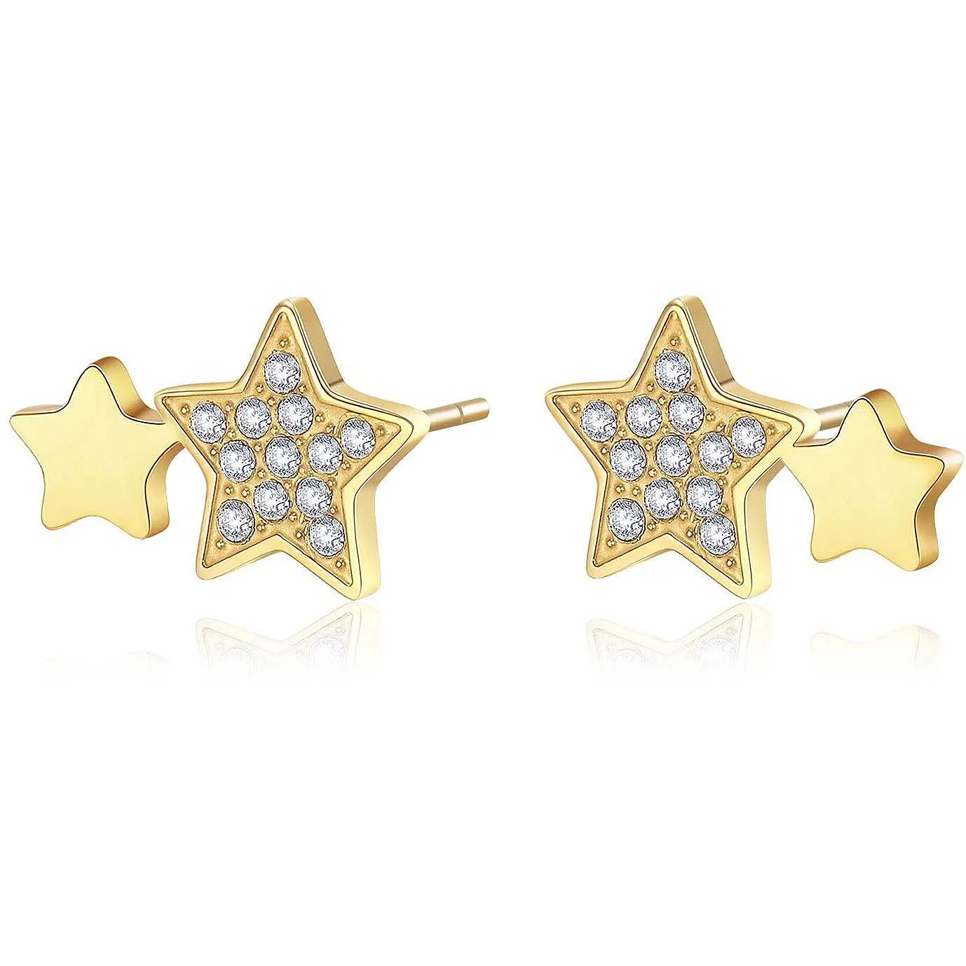 ORECCHINI SAGAPÒ AURORA LOBO PVD ORO STELLA CRISTALLI - SAR33