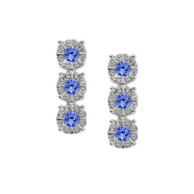 orecchini fantasia donna Comete trilogy orb 715 in oro 750 bianco con zaffiri e diamanti