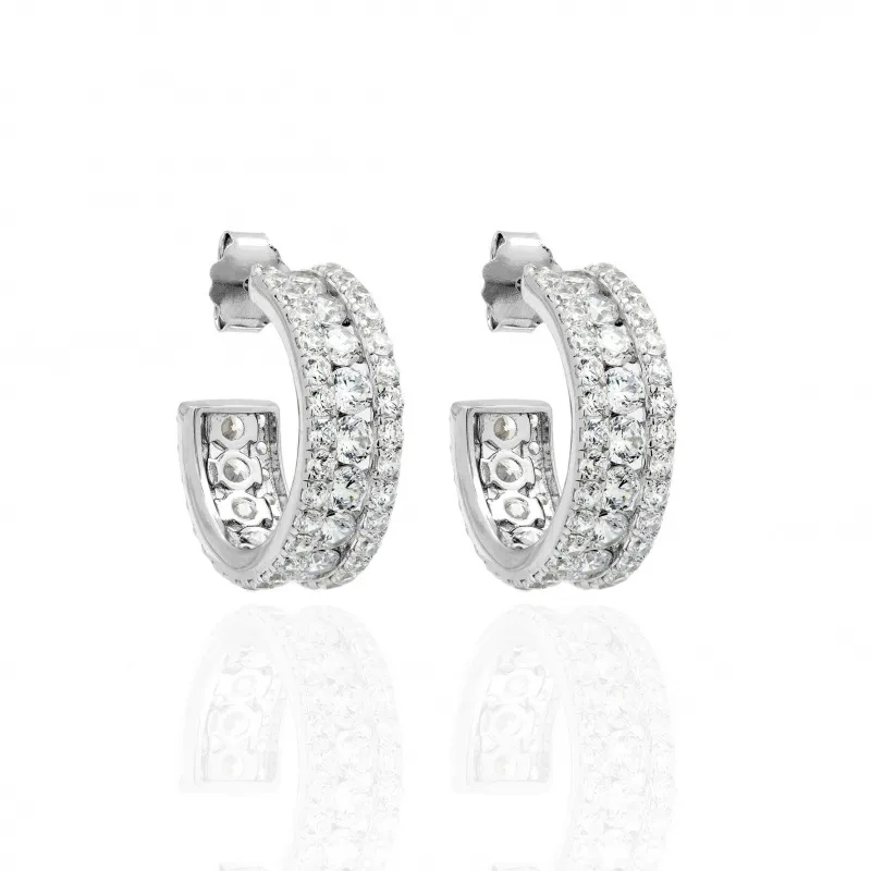 Orecchini in Argento 925 Cerchio Tre File