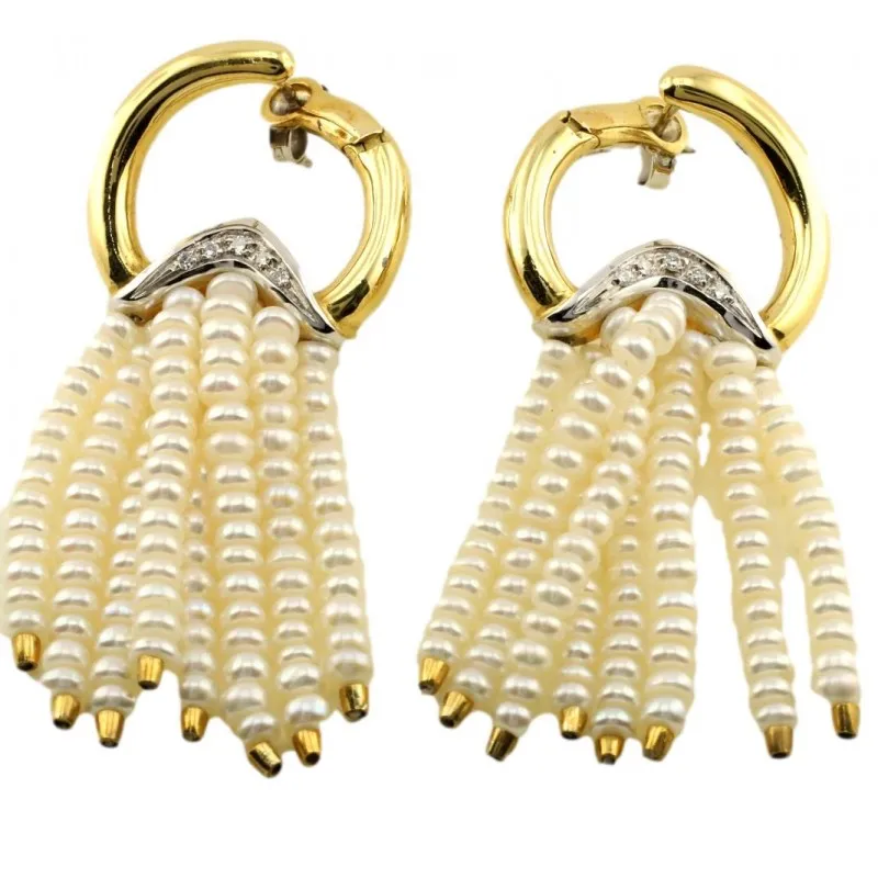 orecchini pendenti con perle donna Gioielli Lavinia lav002496 in oro 750 giallo con perle acqua dolce e diamanti