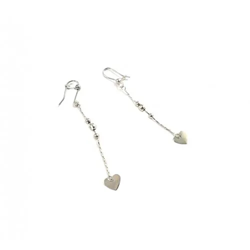 ORECCHINI PENDENTI CUORE IN ORO BIANCO18 KT