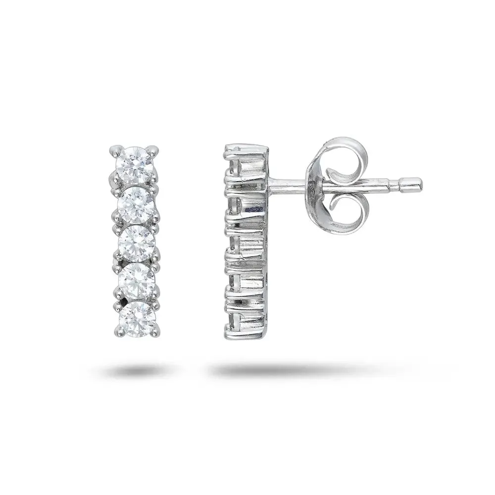 Orecchini Pendenti Oro Bianco e Zirconi AMBROSIA