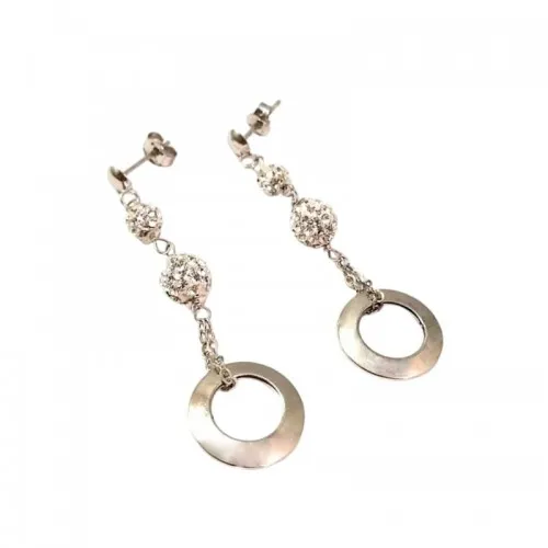 ORECCHINI PENDENTIINI ORO BIANCO18 KT CON SFERE E ZIRCONI