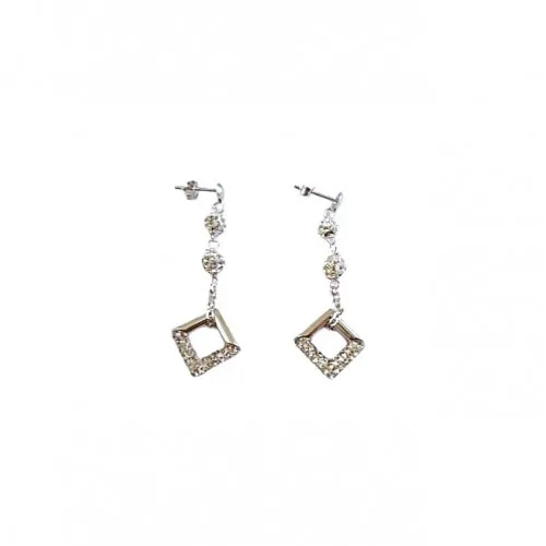 ORECCHINI SFERE PENDENTI IN ORO BIANCO 18 KT CON ZIRCONI