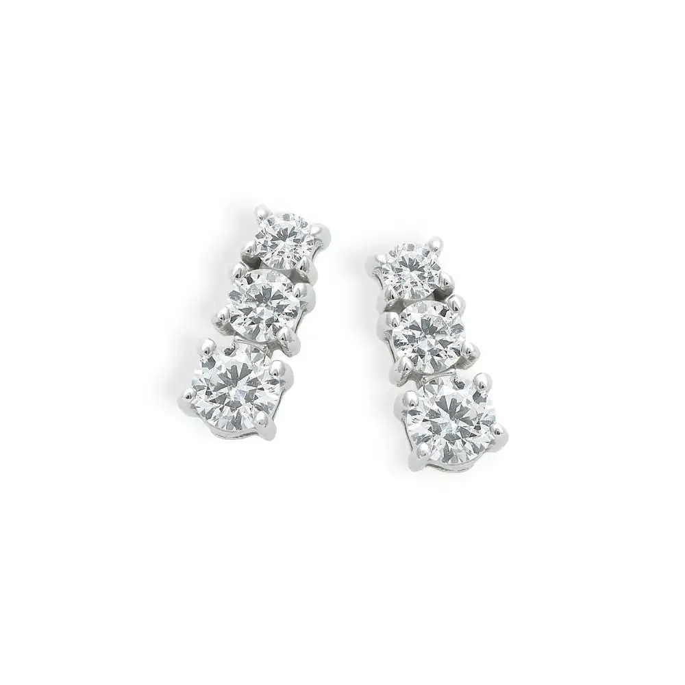 Orecchini oro bianco tre Zirconi AMBROSIA AOZ 346