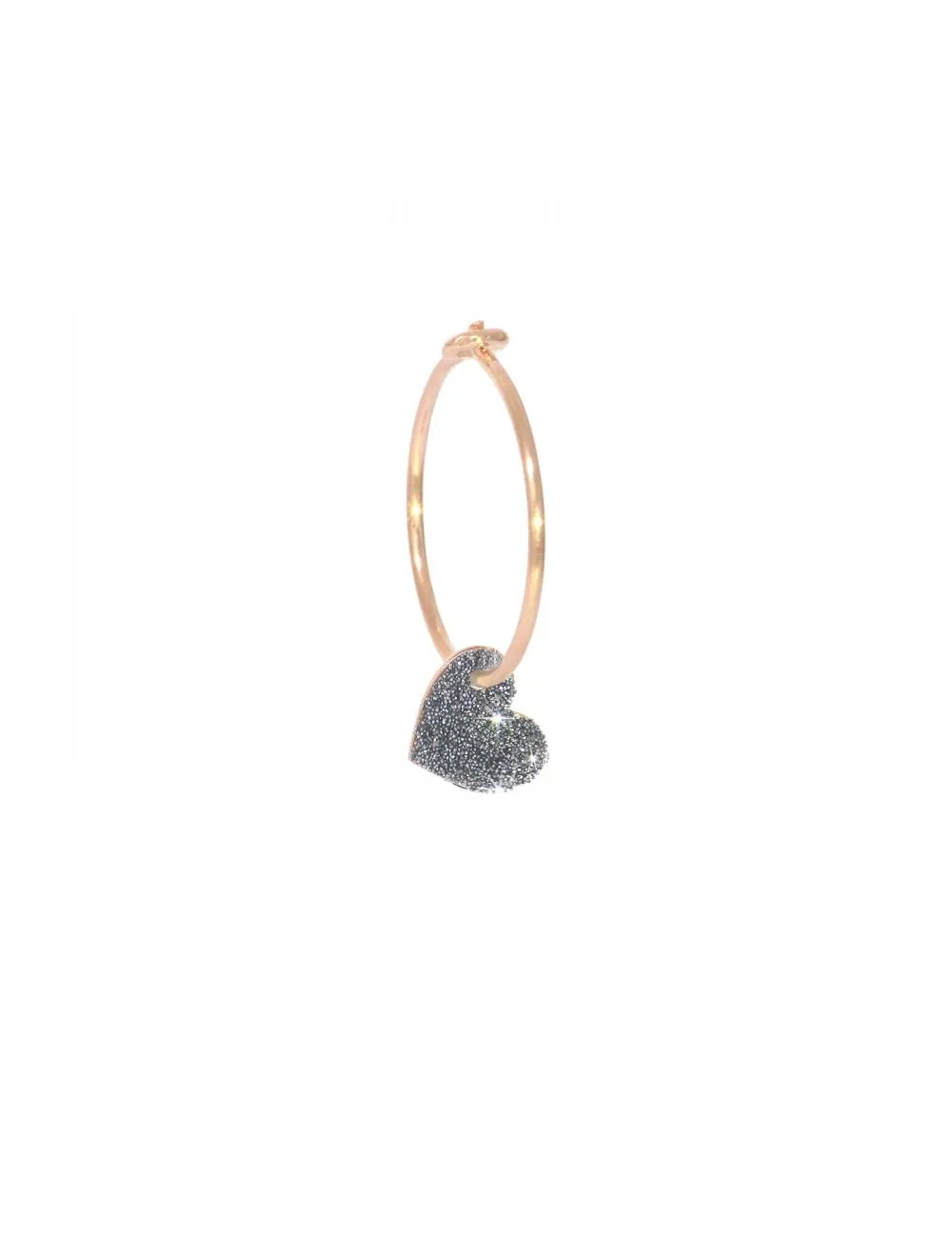 ORECCHINO CERCHIO 18KT CUORE POLVERE DIAMANTI CROMO orpow92k