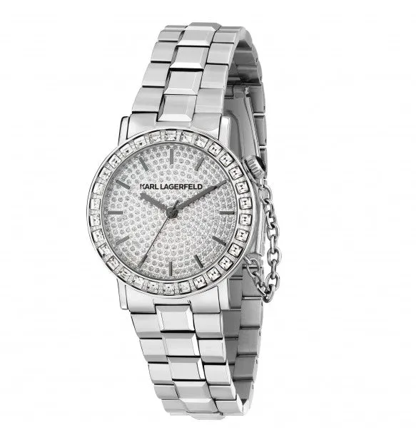 Karl Lagerfeld Orologio Donna Con Zirconi Bianchi E Catena