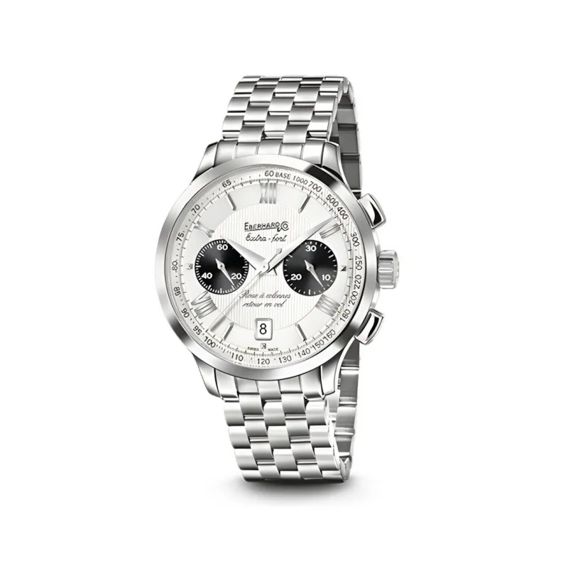Orologio meccanico automatico uomo Eberhard EXTRA-FORT ROUE A COLONNES RETOUR EN VOL 31957.02 CA99 argentato cronografo