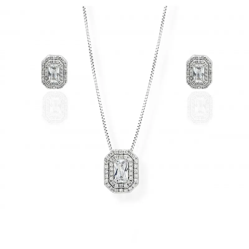 Parure in Argento 925 Centrale Taglio Rettangolare