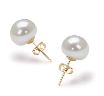 9-10mm di Perle Acqua Dolce Orecchini en Bianco