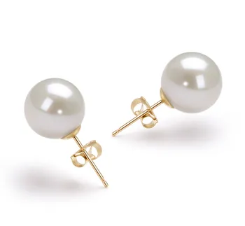 10-11mm di Perle Acqua Dolce Orecchini en Bianco