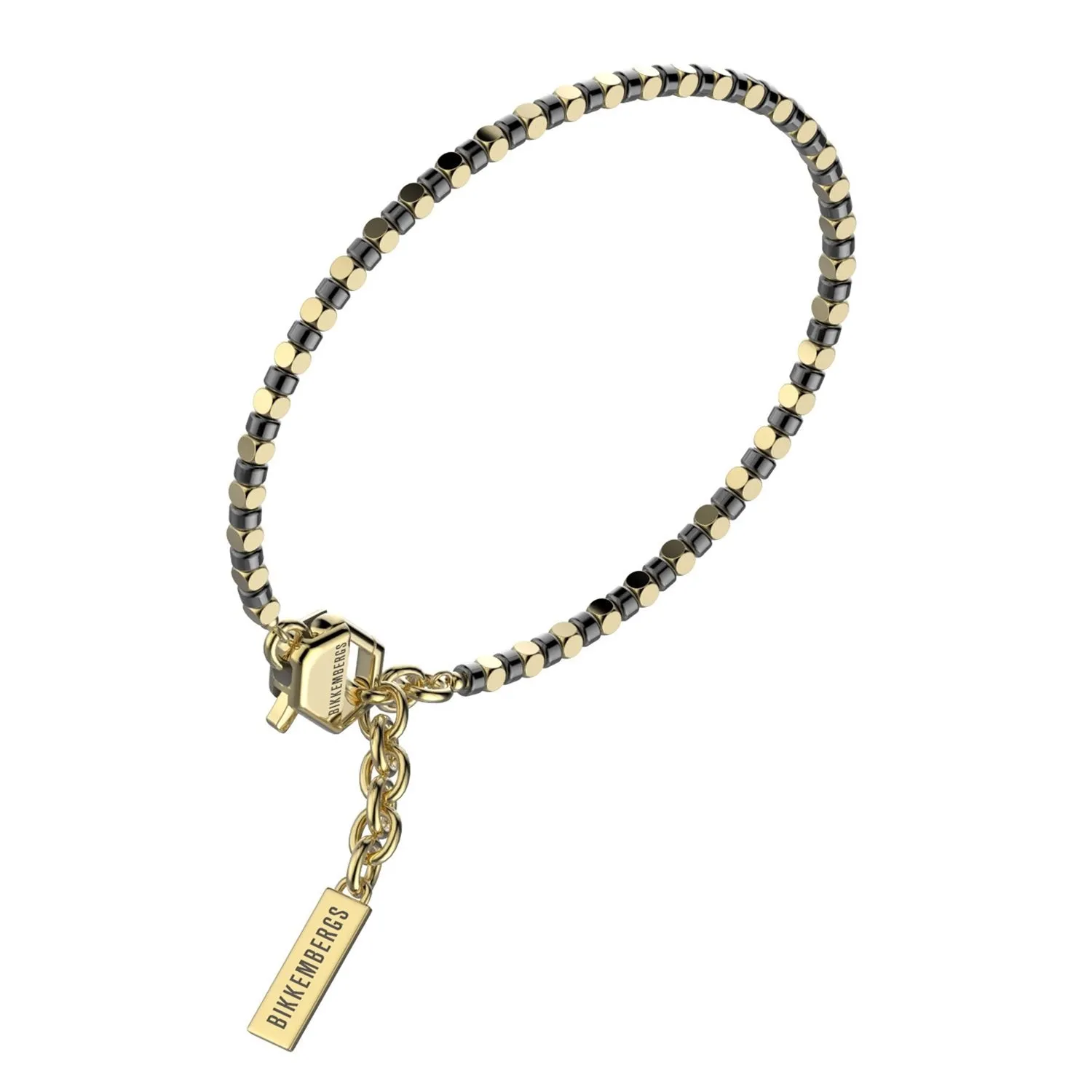 Bikkembergs Bracciale Uomo Echos In Acciaio Dorato E Pietre Naturali