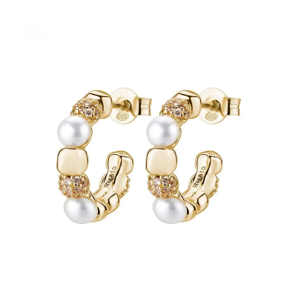 Rosato Orecchini Cerchio Perle Placcati Oro