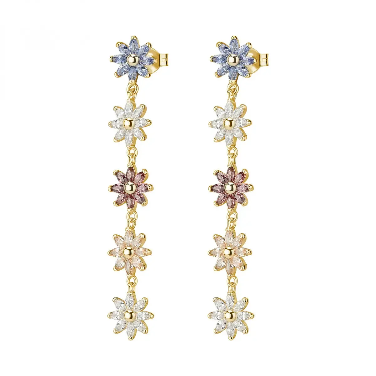 Rosato Orecchini Gaia Dorati Fiori Colorati