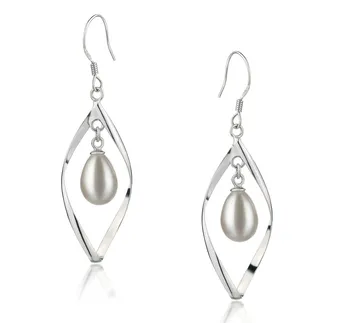 7-8mm di Perle Acqua Dolce Orecchini en Sandy Bianco