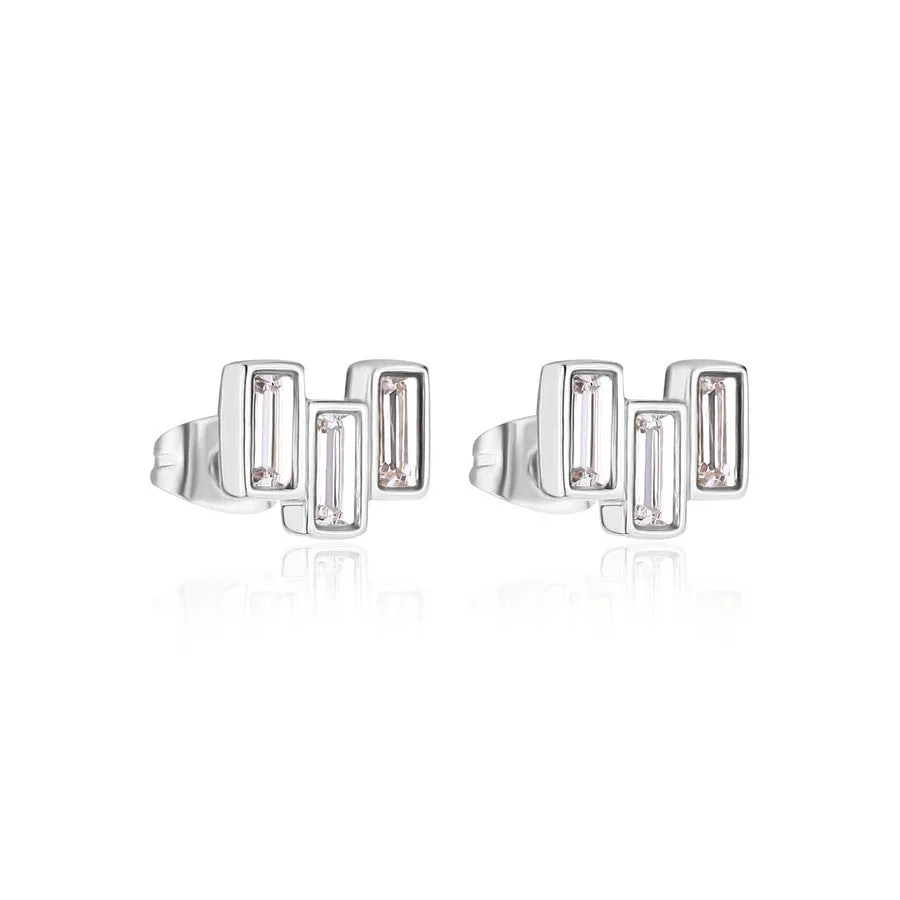 Orecchini al lobo con Cristalli baguette e acciaio Sagapò Luce sce31