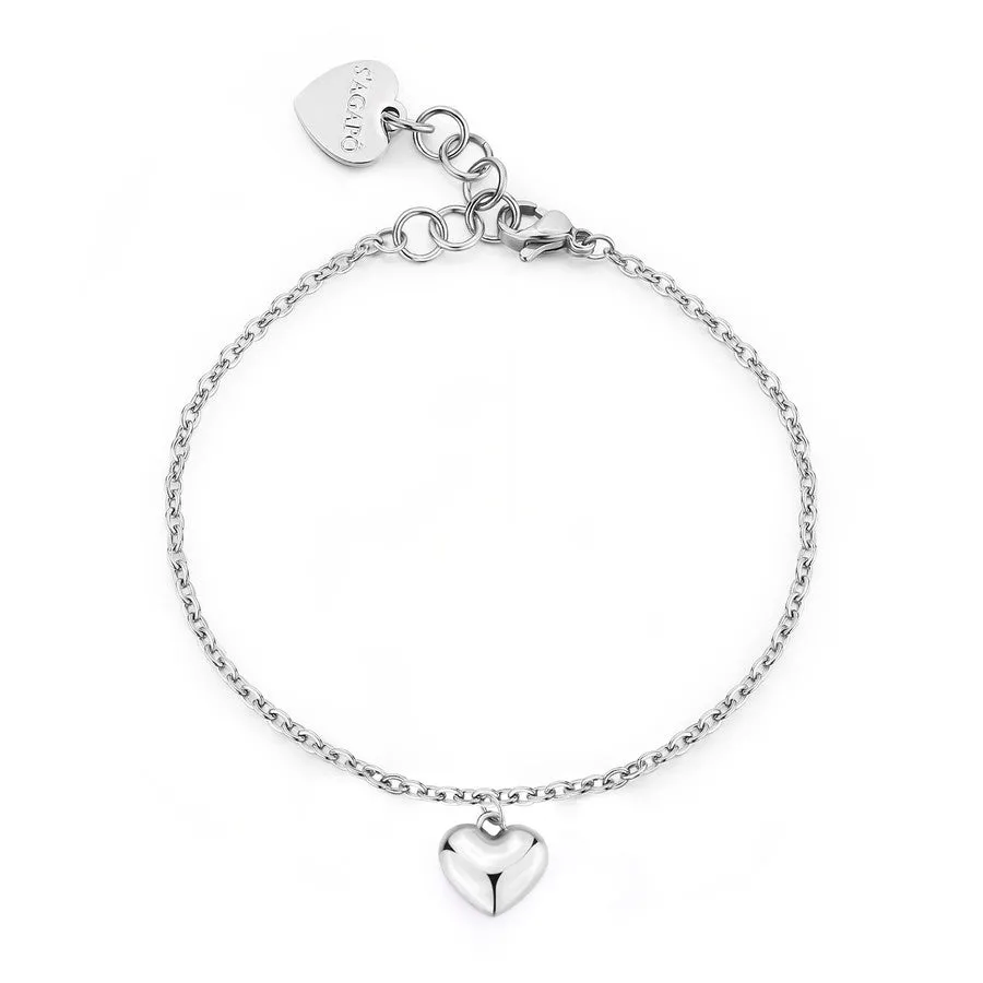 Bracciale con cuore pendente in acciaio SAGAPò Luce sce43