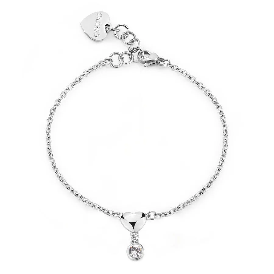Bracciale con cuore e cristallo in acciaio SAGAPò Luce sce44