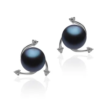 7-8mm di Perle Acqua Dolce Orecchini en Selene Nero