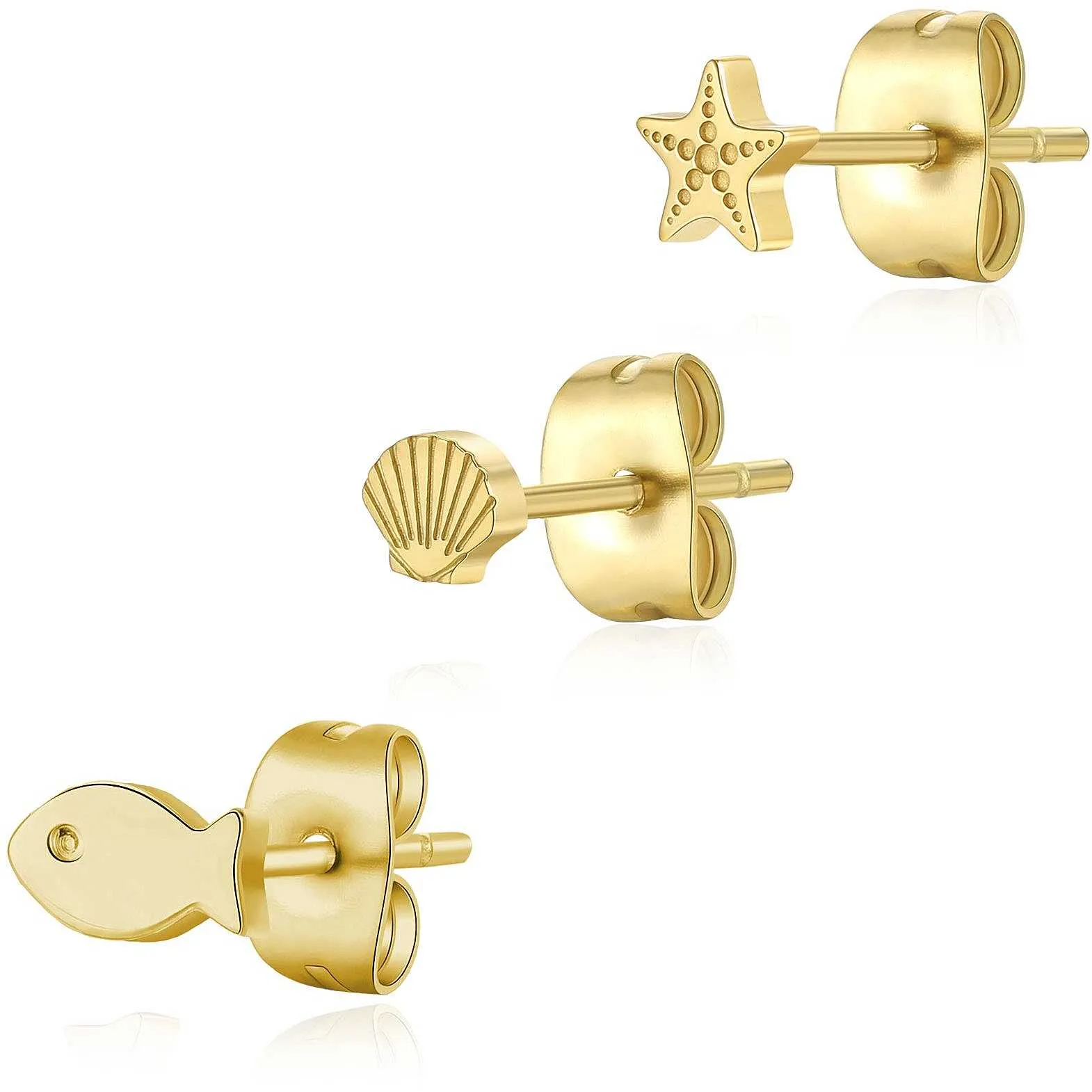 ORECCHINI SAGAPÒ CLICK SET PVD ORO STELLA CONCHIGLIA PESCE - SCK170