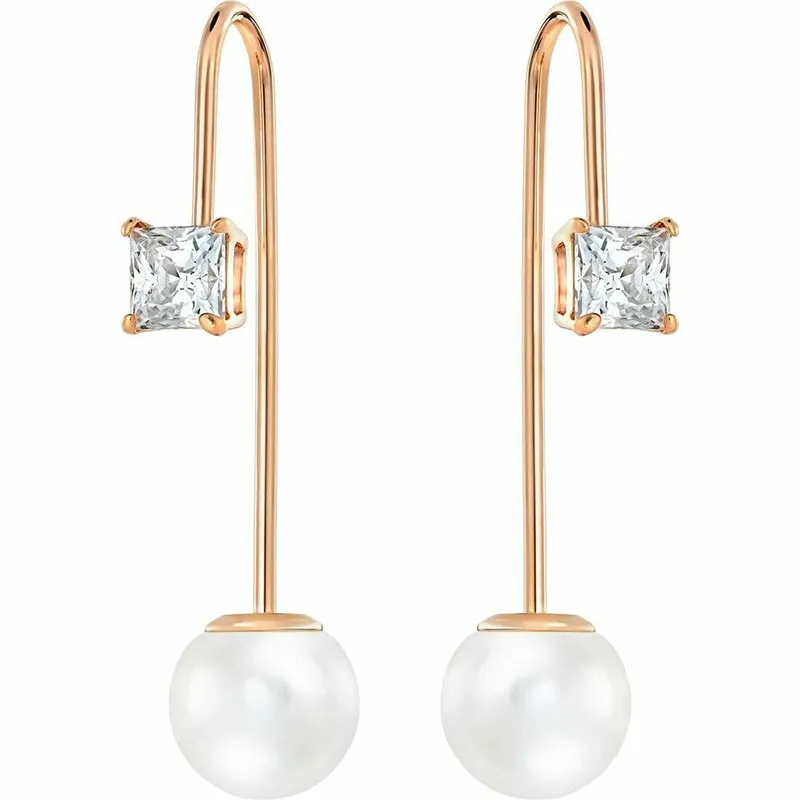SWAROVSKI – ORECCHINI DONNA – Attract placcato color oro rosa, Cristalli e Crystal Pearl