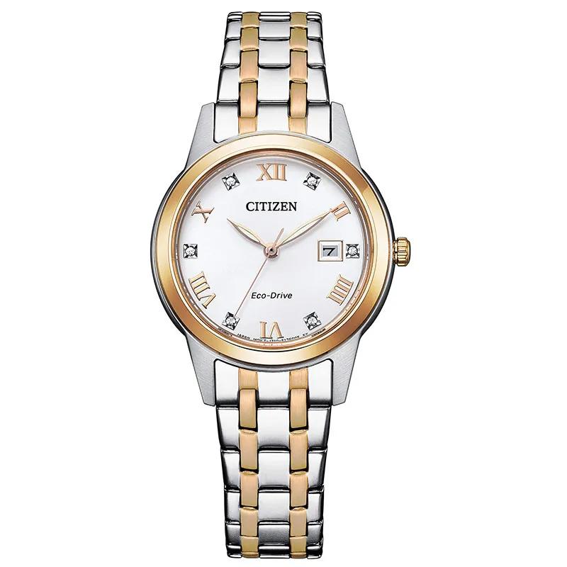CITIZEN – OROLOGIO DONNA – LADY QUADRANTE BICOLORE ACCIAIO E ORO CON SEI CRISTALLI