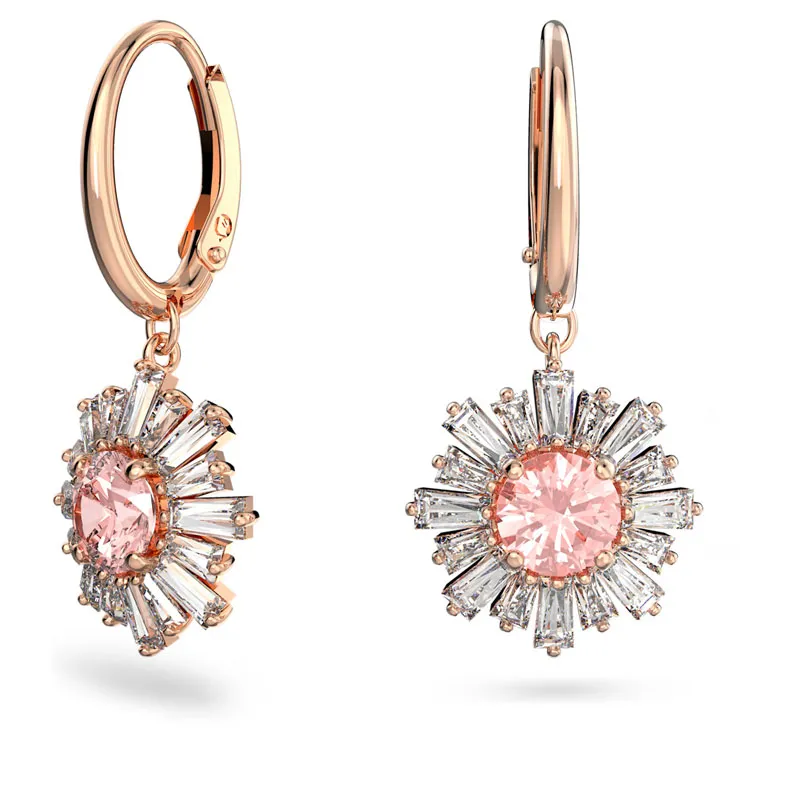 SWAROVSKI – ORECCHINI DONNA – Orecchini a cerchio Sunshine Rosa, Placcato color oro rosa