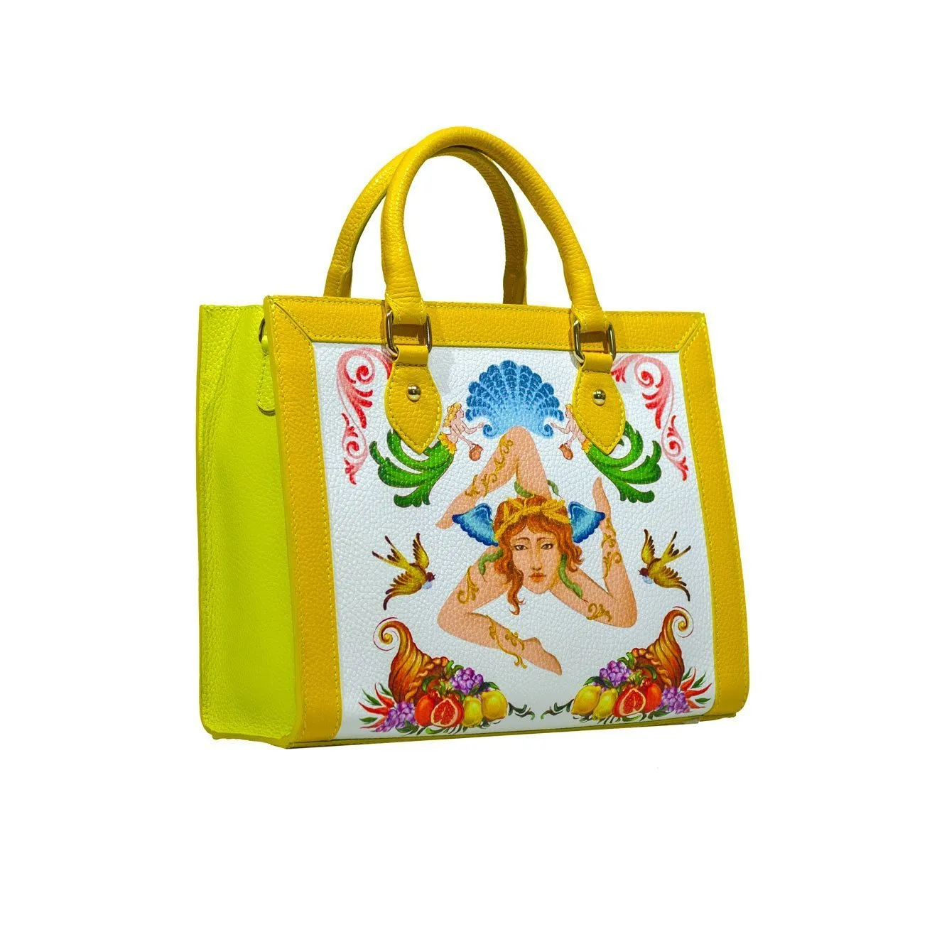 Small Shopping Bag Busy Ammia - Trinacria - Bianca e Gialla