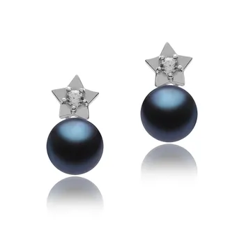7-8mm di Perle Acqua Dolce Orecchini en Star Nero