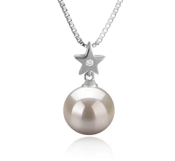 9-10mm di Perle Acqua Dolce Pendente en Star Bianco