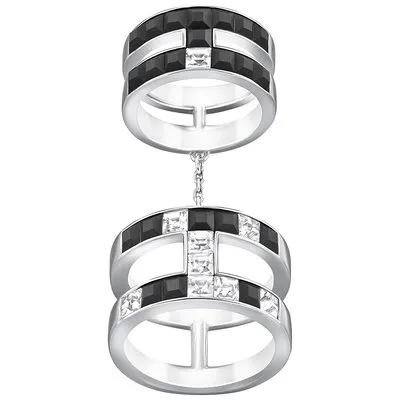 SWAROVSKI – ANELLO DONNA – Viktor and Rolf Frozen Crystals Double Ring black