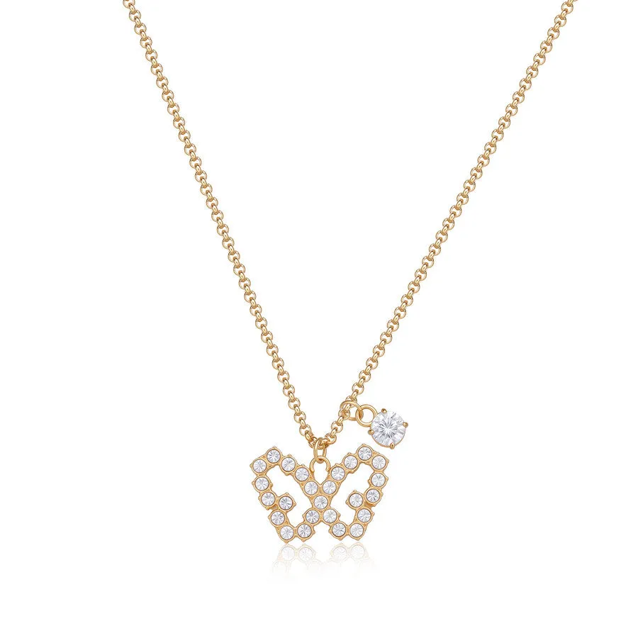 Collana con farfalla in acciaio dorato e cristalli di SAGAPò Twinkle swn10