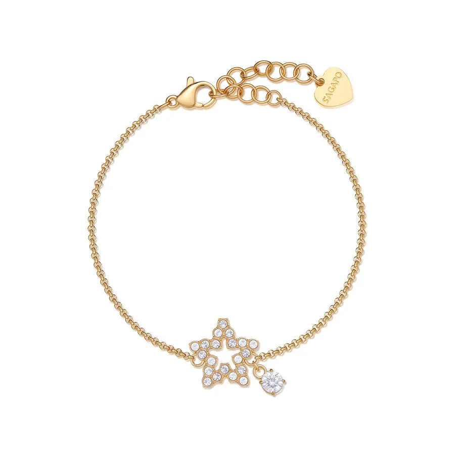 bracciale con stella di cristalli in acciaio dorato SAGAPò Twinkle swn16