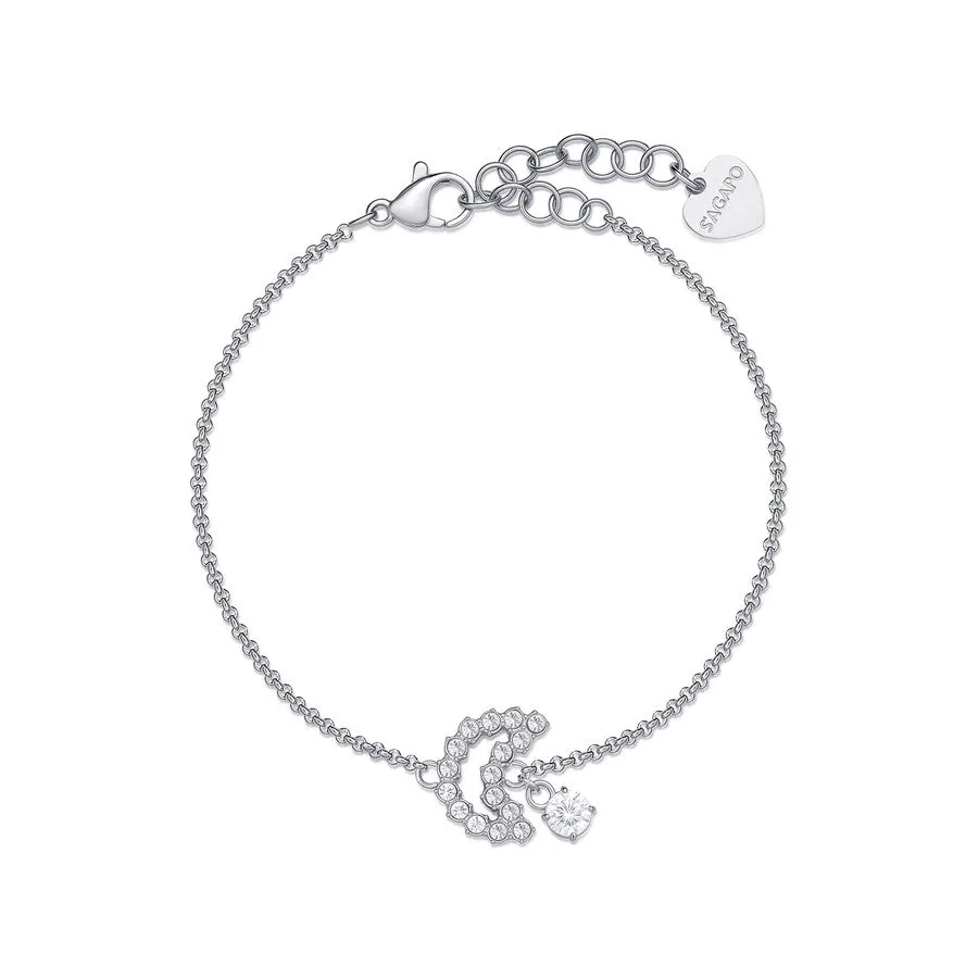 bracciale con luna di cristalli in acciaio SAGAPò Twinkle swn17