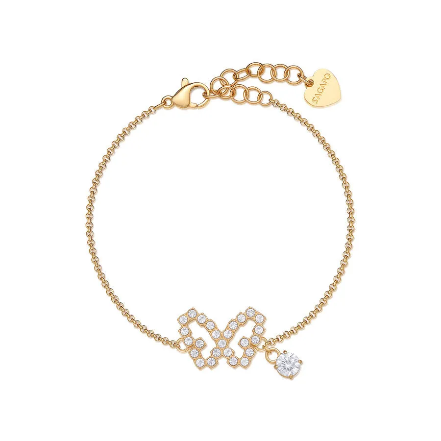 bracciale con farfalla di cristalli in acciaio dorato SAGAPò Twinkle swn20