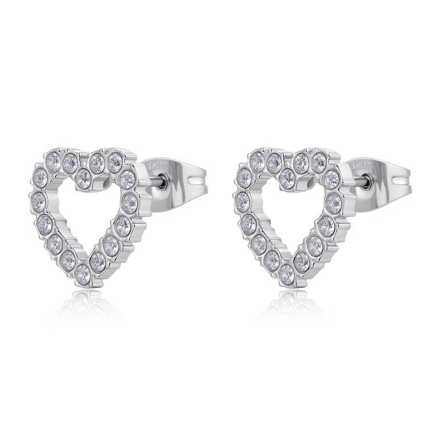 Orecchini a cuore in acciaio con cristalli SAGAPò TWINKLE SWN21